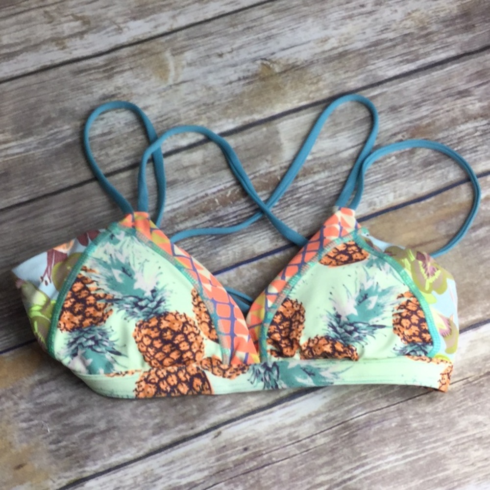 Pineapples Zebra Geometric Criss Cross Strap Top